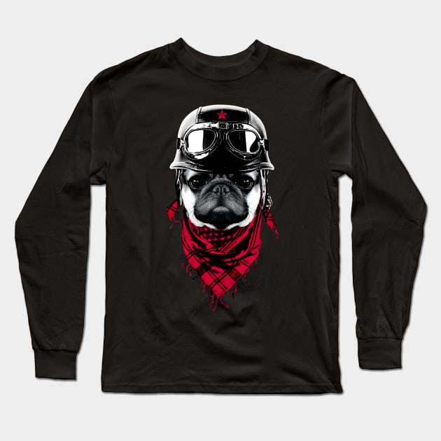 The Adventurer Pug Long Sleeve T-Shirt by clingcling